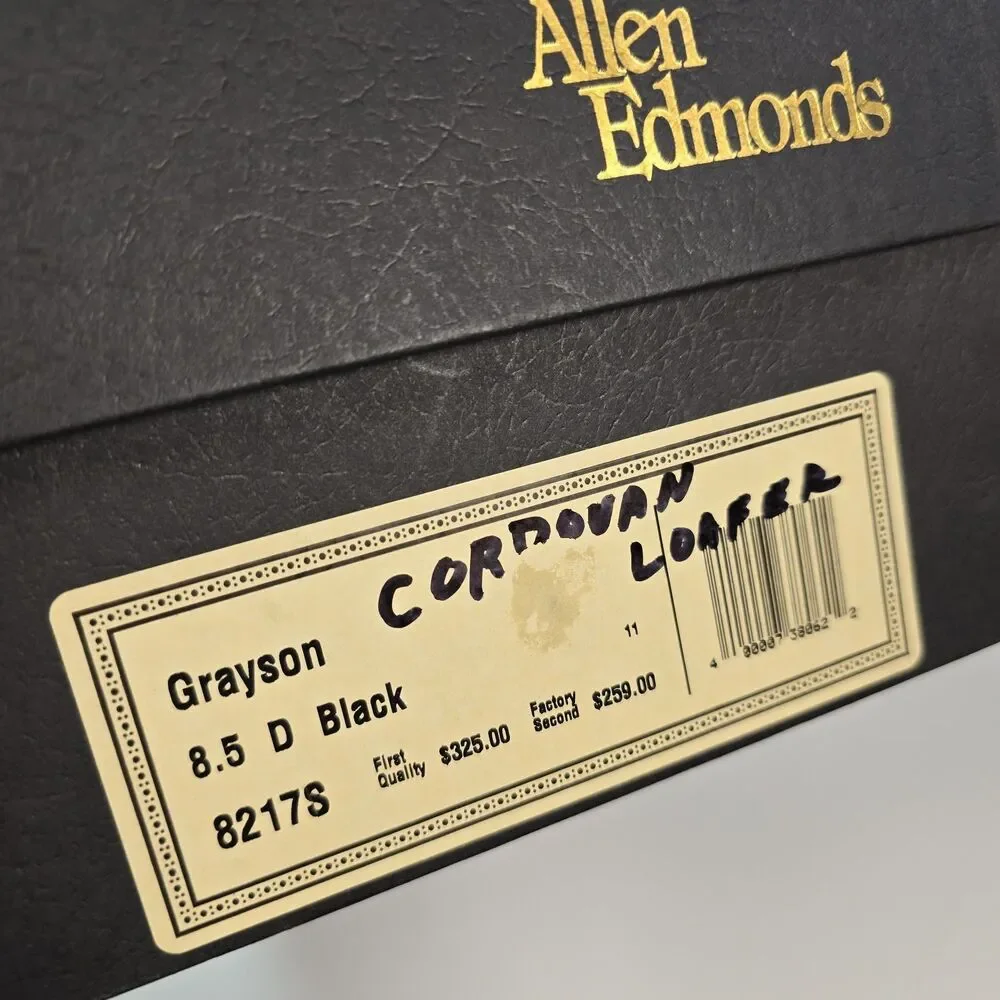 Allen Edmonds Grayson 8217S Tassel Loafers 8.5 D Black Leather USA Dress Shoes